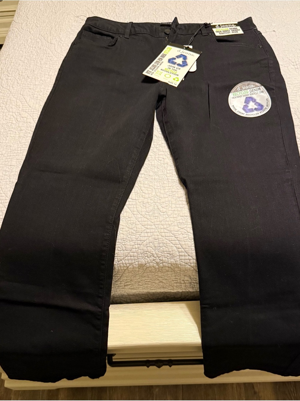 D.Jeans Women’s Black Recycled Demin Jeans NWT